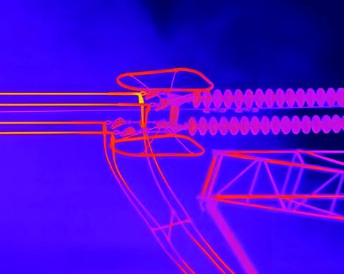 Thermal image of a high-voltage insulator string