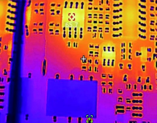Thermal image of a powered circuit board