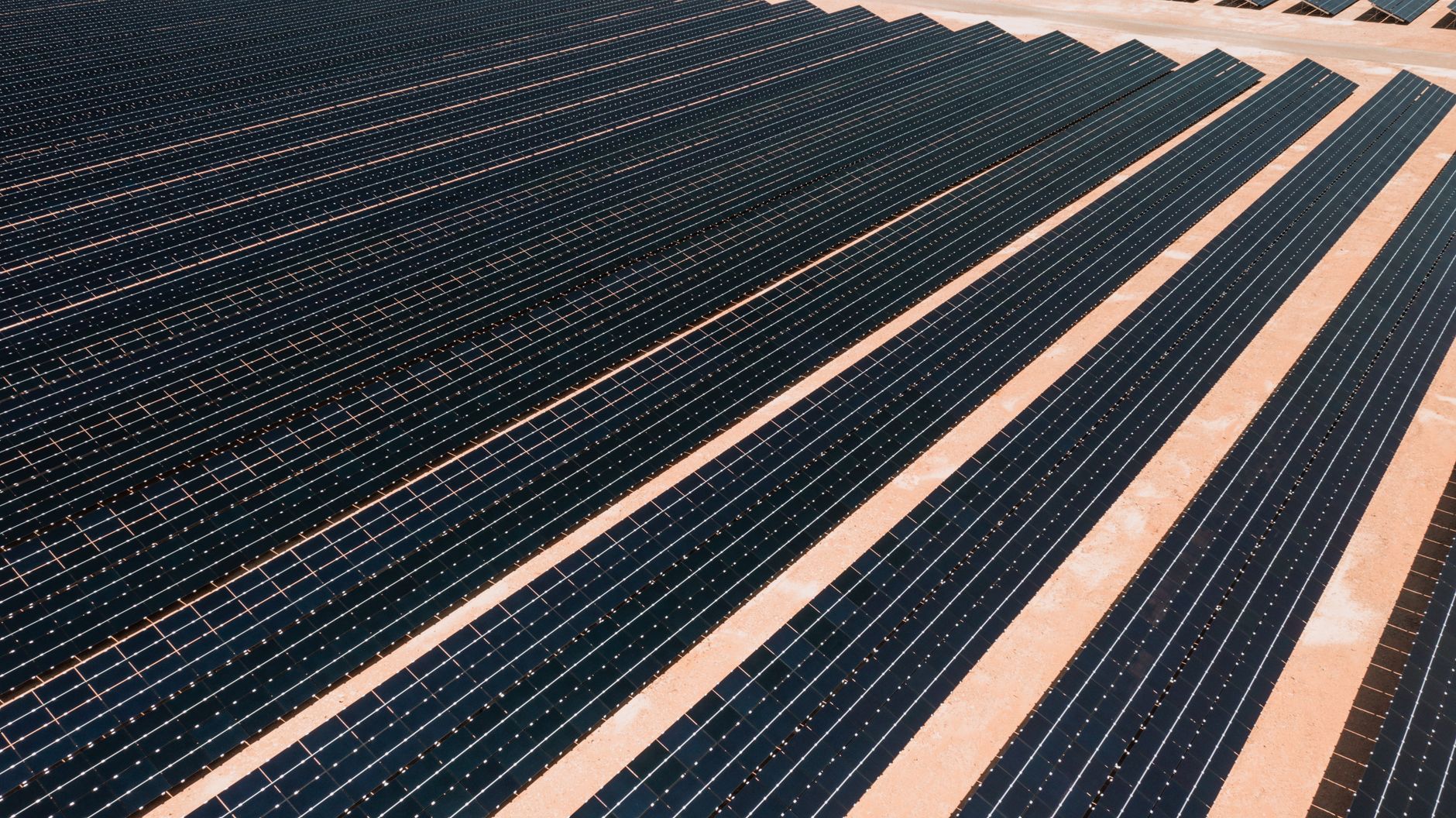 Aerial view of a utility-scale solar park during drone thermal survey