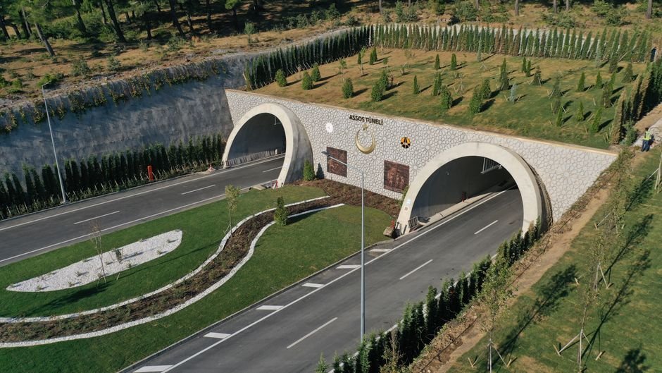 Traffic moving through a long road tunnel